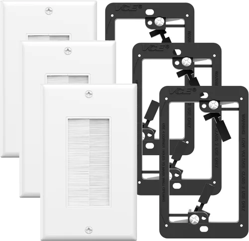 Vista 12 de VCE Placa de pared de cepillo con soporte, inserto de paso de cable, cubierta de pared decorativa de una sola banda para cables de bajo voltaje
