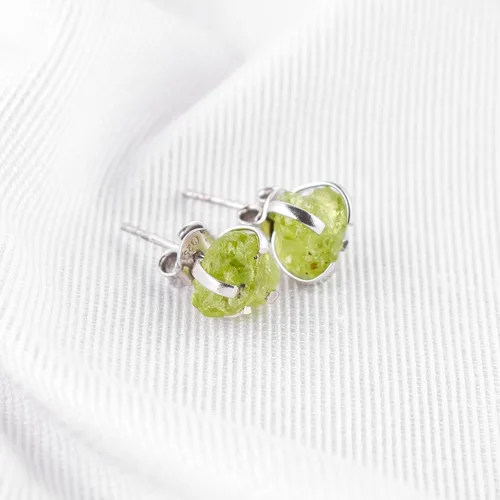 Vista 2 de AA Piedras Preciosas en Bruto Cristales de Piedras Ásperas Aretes de Perno Delicados para Mujeres, Joyería de Boda Hecha a Mano de Piedras