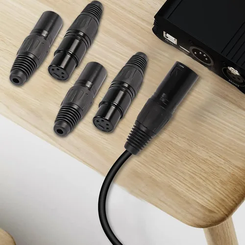 Vista 5 de XMSJSIY Conectores XLR hembra de 4 pines, conector de micrófono de audio XLR-F de 4 pines, conectores de cable XLR de repuesto, enchufe F de audio