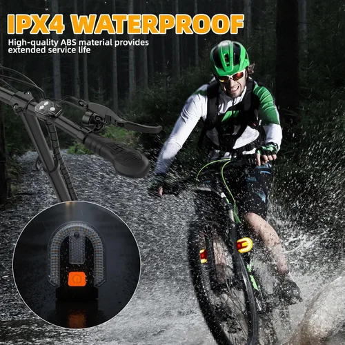 Vista 5 de Luces traseras de bicicleta con señales de giro, control remoto inalámbrico, carga USB, luz trasera de bicicleta, luces de bicicleta integradas e
