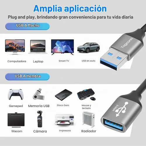 Vista 5 de Divisor USB 3.0 de 1 en 4 salidas Cable adaptador Y de 1 pie, cable de extensión USB-A 3.0 macho de 5 Gbps a cuatro 4 hembras, 4 USB tipo A USB A