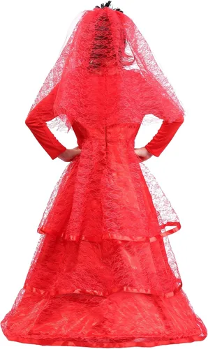 Vista 2 de Vestido de novia fantasmal para niña, disfraz gótico para niña