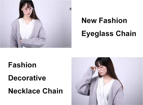 Vista 3 de LIKGREAT Cadena de lentes de corazón para mujer, cadena de anteojos con cuentas de corazón, cadenas de gafas, correa de gafas de sol, soporte