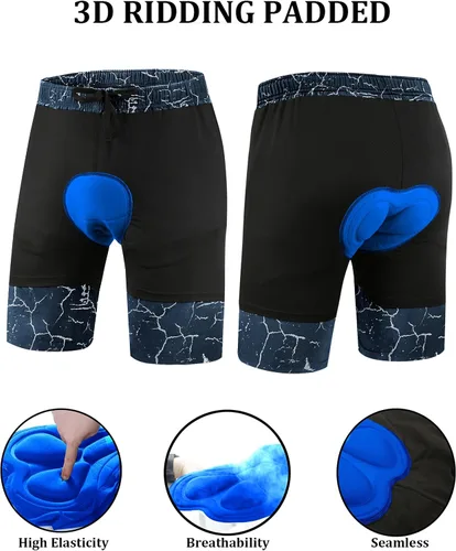 Vista 3 de Pantalones cortos de ciclismo de montaña para hombre, acolchados 3D, holgados, de secado rápido, ligeros, para ciclismo