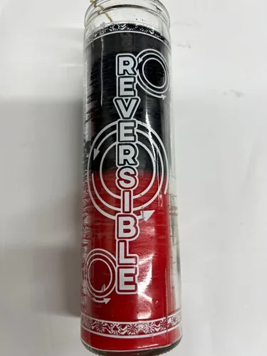 Vista 2 de Vela reversible de doble acción de 2 colores (negro sobre rojo) sin perfume en vidrio