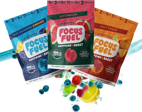 Vista 7 de FocusFuel Energy Chews - Paquete de muestra de ponche de frutas (36 porciones) - 100 mg de cafeína + Alpha GPC + L-teanina + B12, magnesio - Sin