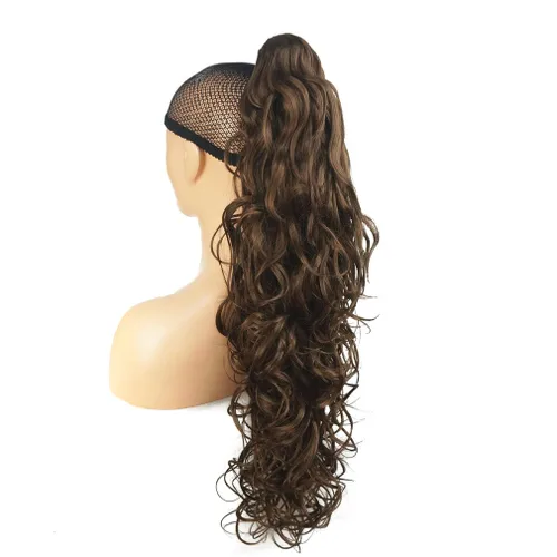 Vista 4 de Lydell 30" largo rizado peinado clip en garra cola de caballo extensión pelo sintético postizo 9.88 oz con un clip de mandíbula/garra (negro)