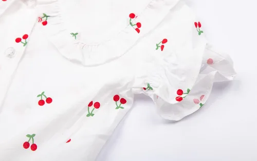 Vista 7 de Mud Kingdom Blusa de algodón con cuello Peter Pan para niñas pequeñas, manga corta con botones