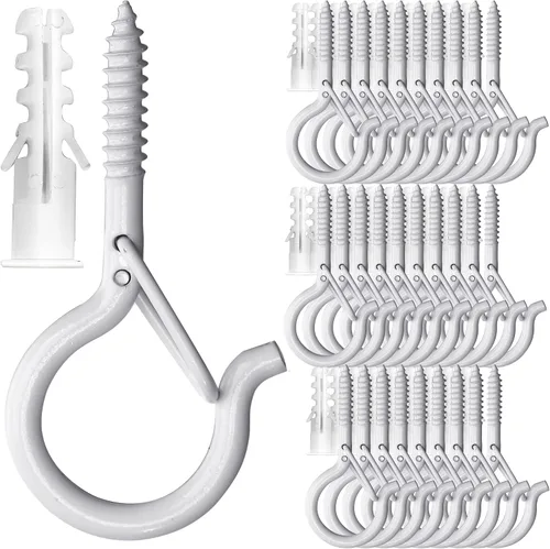 Vista 11 de PlusRoc Paquete de 20 ganchos de tornillo para colgar plantas al aire libre Negro