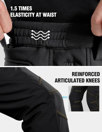 Vista 5 de FREE SOLDIER - Pantalón para hombre con forro polar, tipo cargo, para exteriores. Para excursionismo, repelente al agua, superficie suave, tejido