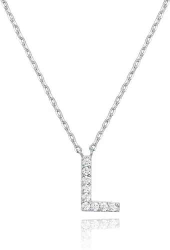 Vista 21 de PAVOI 14K White Gold Plated Cubic Zirconia Initial Necklace Letter Dainty Necklaces for Women