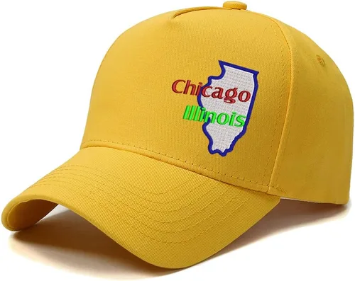 Vista 7 de Chicago Lllinois Gorras De Béisbol Bordadas Personalizadas Sombrero Deportes A Aire Libre