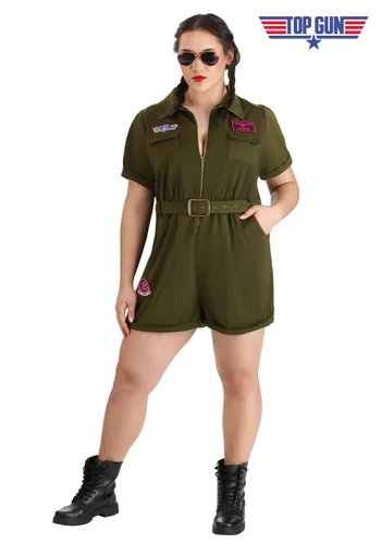 Vista 10 de Disfraz Enterizo de Traje de Vuelo Top Gun para Mujer Talla Plus Multicolor