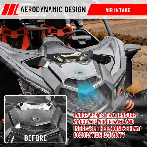 Vista 2 de SAUTVS Capó turbo con patrón de fibra de carbono para Can Am X3, diseño frontal de fibra de carbono Turbo Hood Scoop para Can-Am Maverick X3 XDS XRS