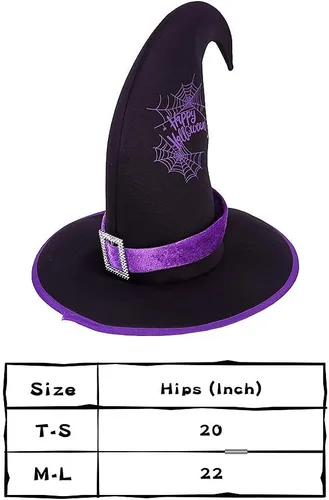 Vista 4 de Disfraz de bruja para niñas, fiesta de Halloween, conjunto de lujo con falda de sombrero para niñas