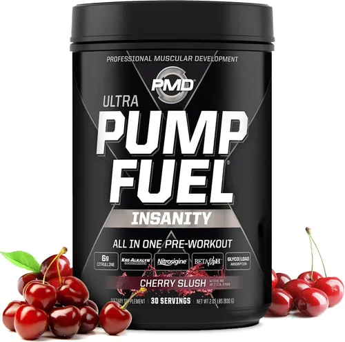 Vista 24 de PMD Sports Pump Fuel All in Insanity, Polvo Pre-Entreno Definitivo y Bomba Muscular, Energía de Máxima Fuerza, Concentración, Resistencia