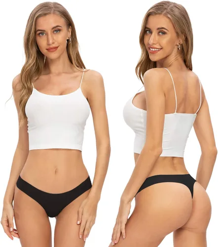 Vista 2 de Tangas para mujer, tangas invisibles para mujer, paquete de ropa interior de bikini de seda de hielo Tangas sin costuras B/G