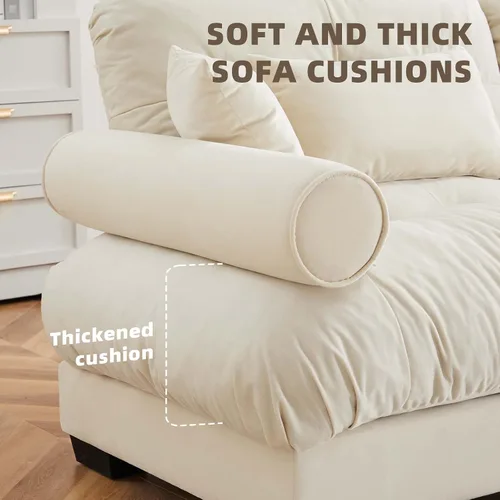 Vista 7 de Sofá Seccional Modular Extragrande de 93.7 pulgadas, Sofá de Dos Plazas Cloud Couch con Almohadas y Cojín Extra Grueso para Sala de Estar, Cine