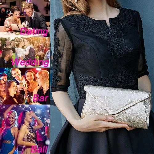Vista 5 de Women's Gold Clutch,Gold Clutch Purses For Women Evening Shoulder Crossbody Handbags Bridal Prom Wedding Party Purse