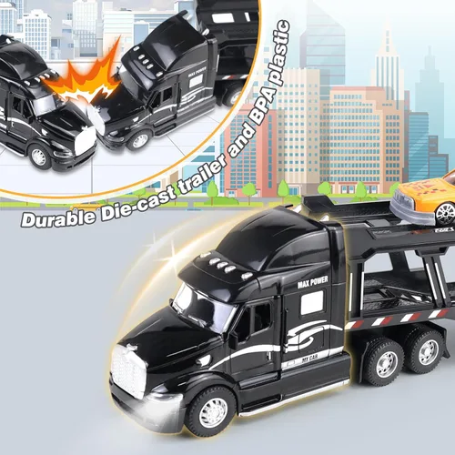 Vista 5 de CORPER TOYS Juego de 3 vehículos de transporte para niños, con luces y sonidos, desmontables
