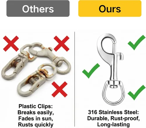 Vista 13 de DELSWIN Ganchos giratorios para bandera, clips de asta de bandera resistentes de 3.5 pulgadas para cuerda de asta de bandera, perno de acero