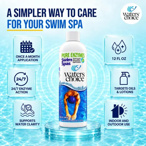 Vista 2 de Waters Choice Enzimas para spas de natación, tratamiento de agua de spa para spas de natación de 1000 a 2000 galones, específicamente formuladas