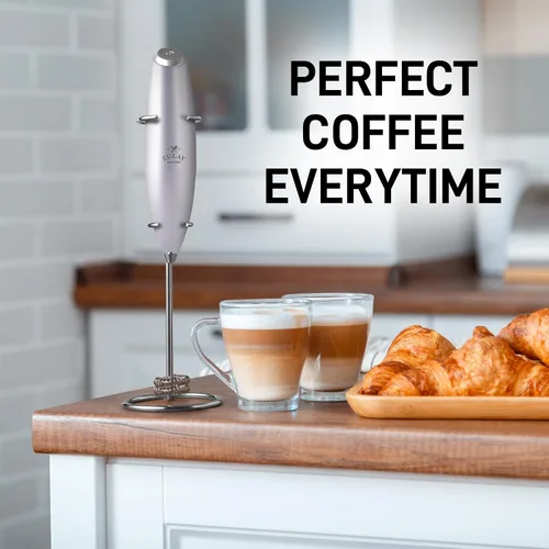 Vista 574 de Zulay Milk Boss Espumador de leche potente manual, hace espuma para latte, batidor para mezclar bebidas, café, miniespumador para capuchino, frappé