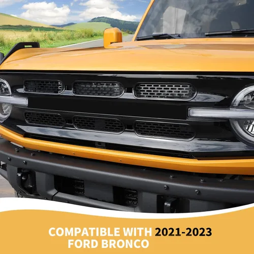 Vista 3 de RAZPOY Para insertos de parrilla de malla Bronco, 6 piezas de cubierta protectora de rejilla frontal con clip compatible con accesorios exteriores