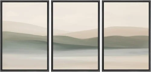 Vista 100 de SIGNWIN Lienzo enmarcado para pared, juego de arte tranquilo con reflejo de lago, acuarela, montaña y agua, ilustraciones modernas, arte abstracto