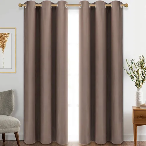 Vista 60 de Diraysid Cortinas opacas beige con ojales para dormitorio, con aislamiento térmico, cortinas de oscurecimiento de habitación, 38 x 54 pulgadas, 2