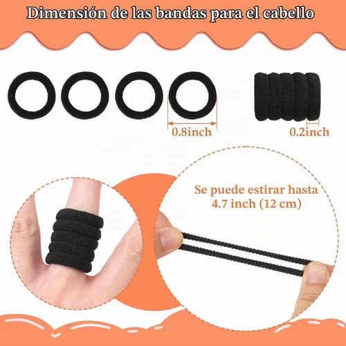 Vista 2 de CÉLLOT 300 ligas para el cabello pequeñas sin costuras para bebés y niños Negro (Serie B para bebé/bebé)