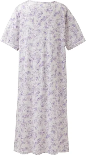 Vista 2 de Keyocean - Camisón de algodón para mujer, suave, cómodo, ligero, manga corta, vestido de casa, ropa de dormir, ropa de sala para verano.