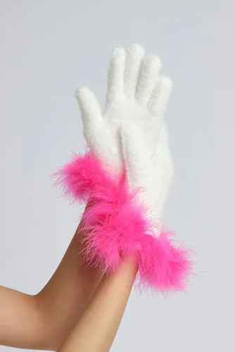 Vista 50 de Sahabowi Guantes de cuero para clima frío Manopla de lana cálida de invierno para mujeres