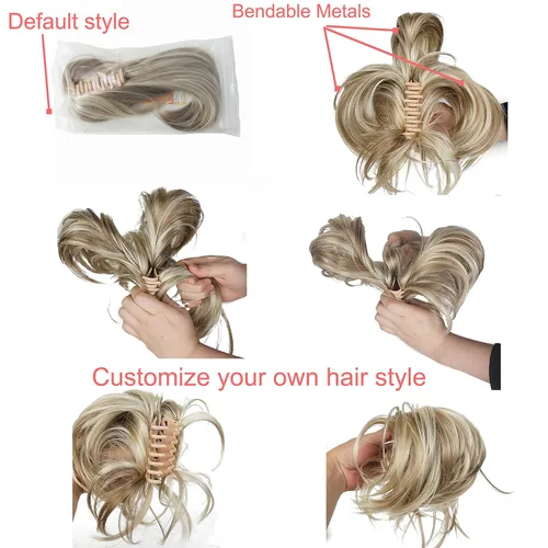 Vista 6 de Lydell Extensión de cabello sintético ajustable con pinza de mandíbula (marrón oscuro)