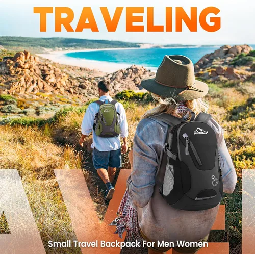 Vista 6 de sunhiker Pequeña mochila de senderismo para mujeres y hombres, 20L, ligera, mochila de viaje, mochila casual para ciclismo, acampar al aire libre