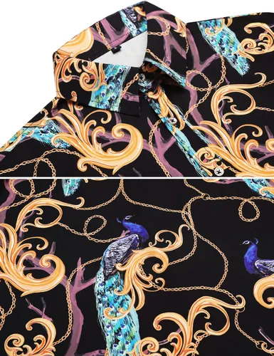 Vista 4 de Daupanzees - Camisa hawaiana de manga corta con botones para hombre