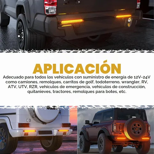 Vista 4 de PSEQT Luces LED de identificación de remolque de 10 pulgadas, barra de luces LED ámbar de señal de giro, luces de marcador trasero, tira