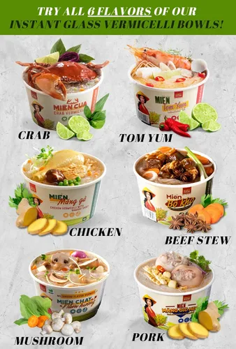 Vista 9 de SIMPLY FOOD Fideos instantáneos de vidrio para estofado de carne vietnamita (Miến Bò Kho Tô) – 9 tazones/1.94 oz cada uno – Deliciosos fideos