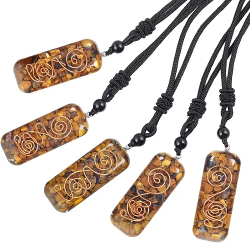 Vista 3 de Nupuyai Collar con colgante de cristal de orgón curativo ajustable para mujeres y hombres, colgante de piedra de amuleto de cristal con cuerda negra
