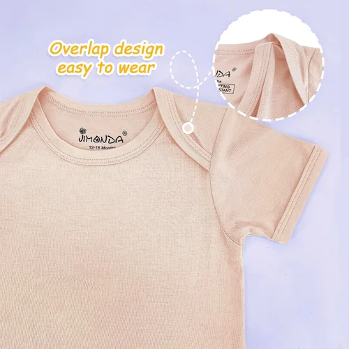 Vista 12 de Jimonda Body de rayón de bambú de manga corta para bebés, niños y niñas, trajes suaves para recién nacidos