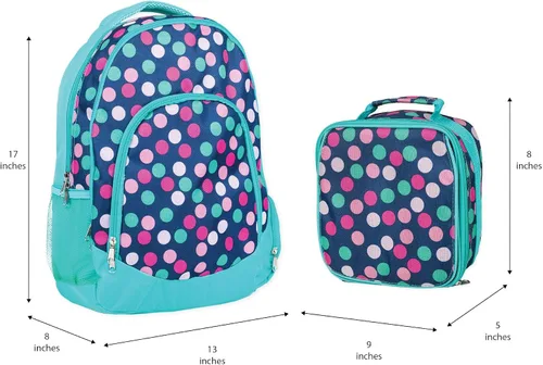 Vista 7 de Class Collections - Conjunto de mochila y lonchera punto polka azul