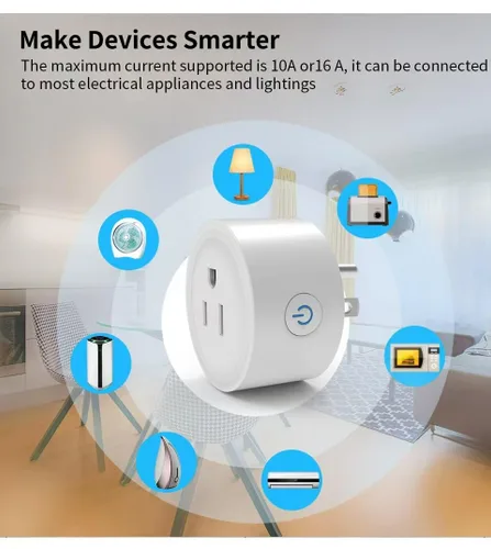 Vista 2 de Enchufe inteligente, salida WiFi compatible con Alexa y Google Assistant, Smart Outlet 16A/2200W Max, automatización del hogar inteligente, control