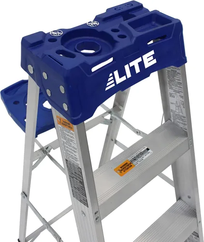 Vista 8 de LITE Escalera de aluminio de 4 pies con bandeja de herramientas, capacidad de carga de 250 libras, tipo I, LP-2111-04