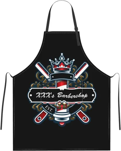 Vista 7 de Delantal de peluquería personalizado para hombres y mujeres, delantal de peluquería con texto personalizado con bolsillos, delantal ajustable