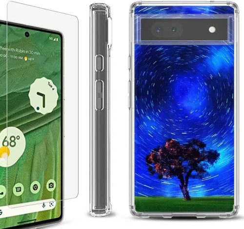 Vista 12 de Funda a prueba de golpes compatible con Google Pixel 6a, con protector de pantalla de vidrio templado, libro de composición