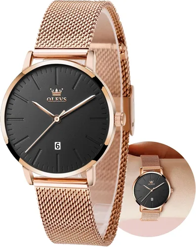 Vista 12 de OLEVS Reloj para mujer con malla, relojes analógicos de cuarzo para mujer con fecha, relojes clásicos de vestir para mujer, reloj de pulsera