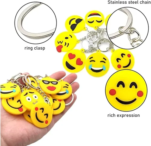 Vista 2 de CRSUSUKJ Mini Emoticon Keychain, Keychains, Cute Keychain(16 expressions), Party Favors, Emoticon Gifts Toys Carnival Prizes,Valentine's Day