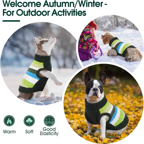 Vista 7 de Kuoser Suéter para perro, suéteres de Navidad para perros extra pequeños, suéter suave y cálido para perros, chaleco de punto trenzado colorido