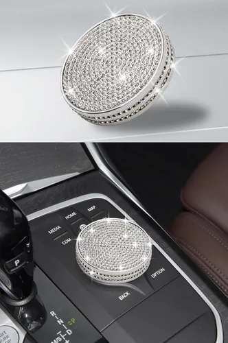 Vista 8 de Bling Media - Cubierta de botón iDrive, accesorios de automóvil, calcomanías de metal para decoración interior de automóvil, piezas para BMW 330 i