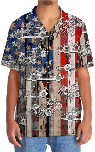 Vista 5 de Camisa hawaiana divertida de carreras F1, camisetas de fórmula 1 para hombre, camisas tropicales de coche para hombre, camisas de viaje de fórmula